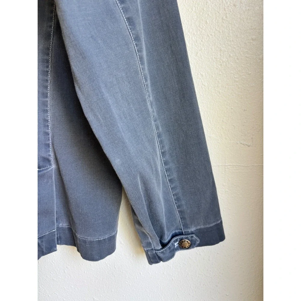 Chico's Women Gray Blue Ribbed Cotton Utility Shirt Jacket & Pant Set Size M